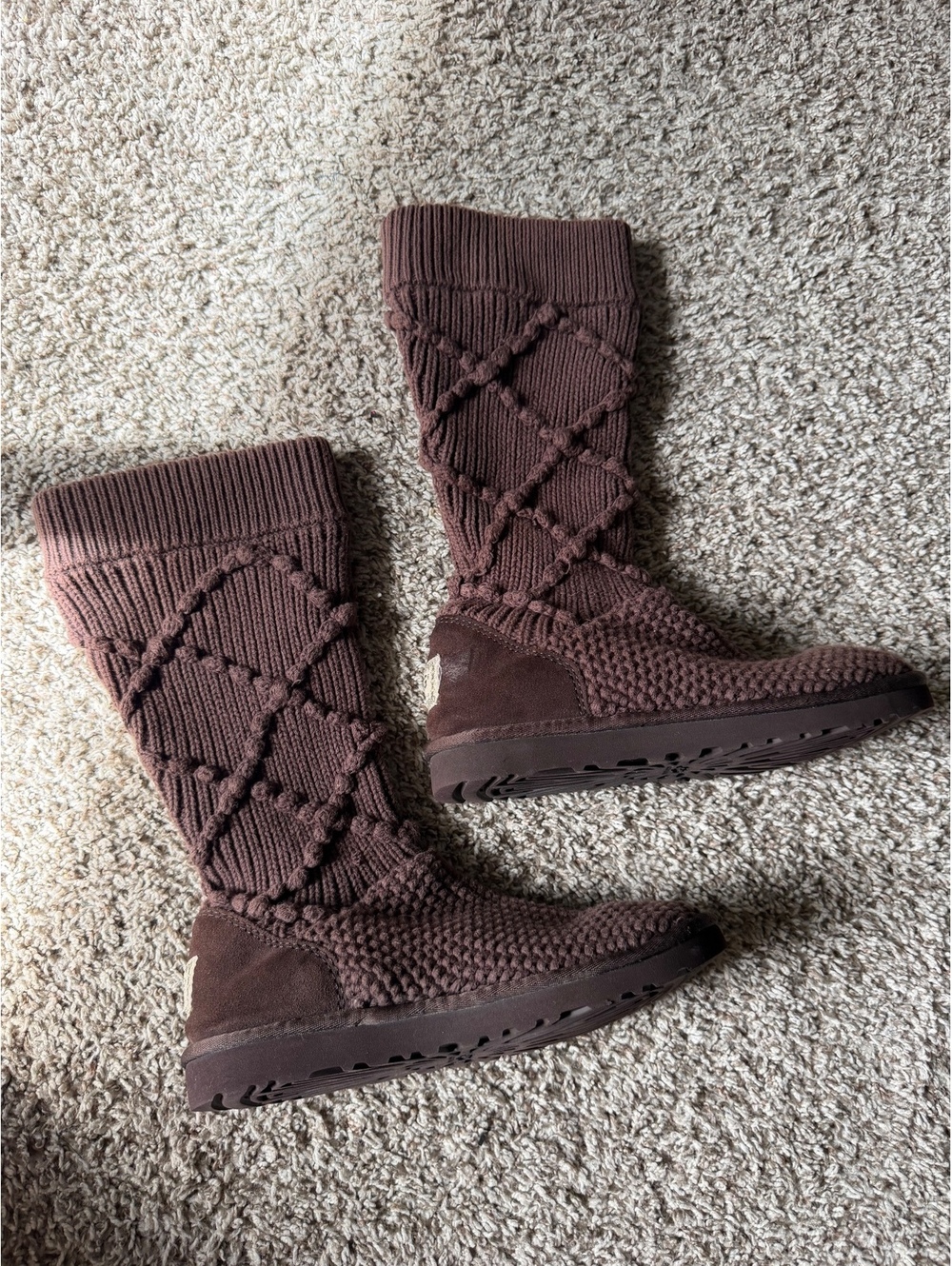 UGG Women's Brown Knit Tall Boots Size 7